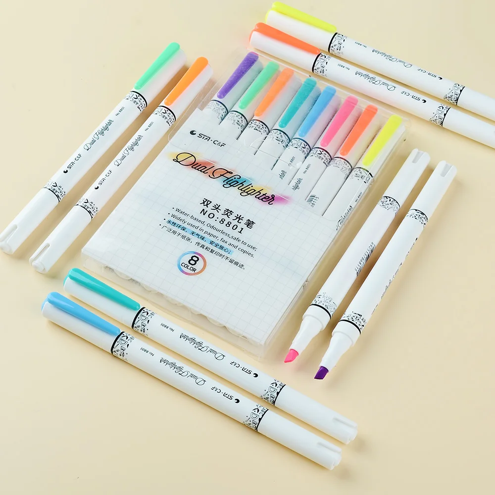 Набор двусторонних маркеров 8 шт./компл. кисть для рисования граффити маркеры