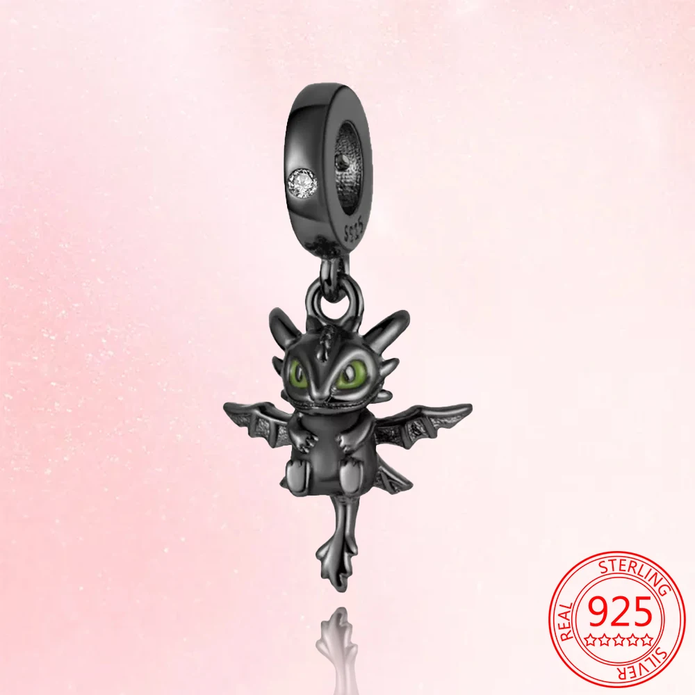 

New Black Magic Dragon Charms 925 Sterling Silver Bead Fit Original Pandora 925 Bracelet Pendant for Women Fine Diy Jewelry Gift