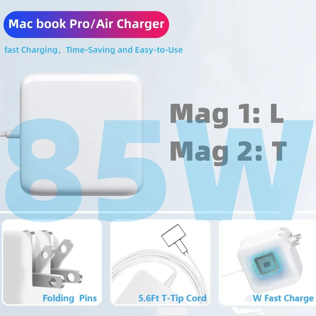 

Mac Book Pro Charger,Replacement AC 85W T-Tip L-Tip Connector Power Adapter,Compatible with MacBook Pro 15 inch and 13 inch（2012
