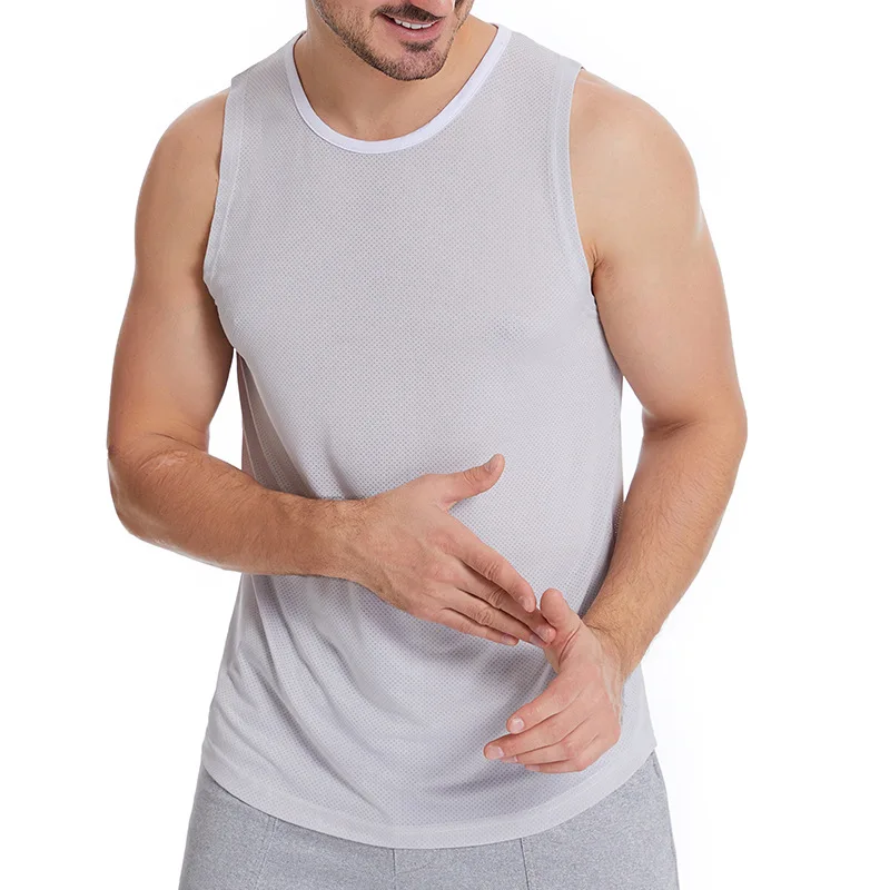 

New 2022 Man Bodybuilding Tank Tops Gym Workout Fitness Color Matching Kleding Running Singlet Men Running Vest