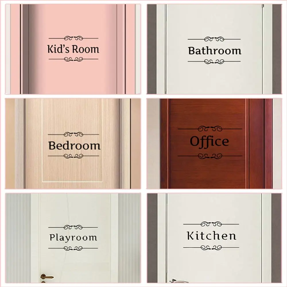 

Kitchen Bathroom Bedroom Playroom Office Entrance Sign Door Stickers Home Decoration Diy Vinyl Wall Art Toilet Decals