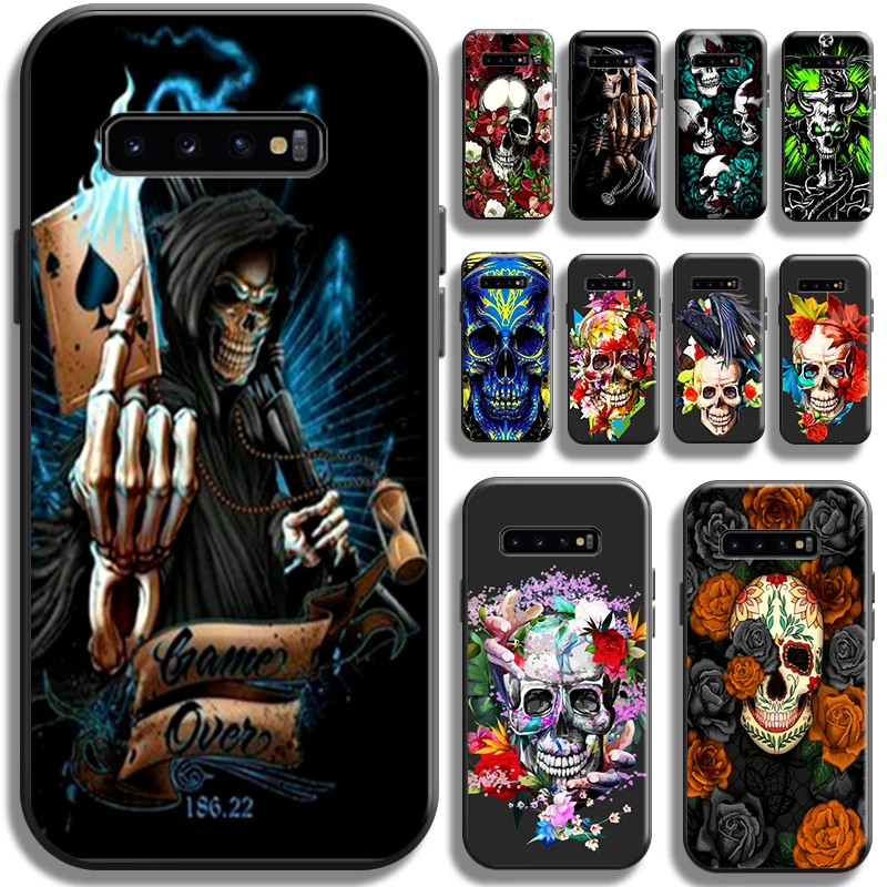 

Death Skull Flower For Samsung Galaxy S10 S10 Plus S10 Lite S10E S10 5G Phone Case Cases Shell Carcasa Back Black Funda