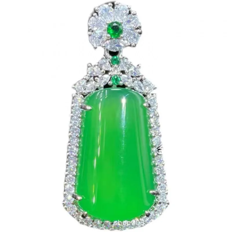 Ожерелье Gao Bing из халцедона Lucky Emerald с защитной открыткой, инкрустированное полным зеленым кулоном (art.: 3920cd5ddf91c) - 3920cd5ddf91c