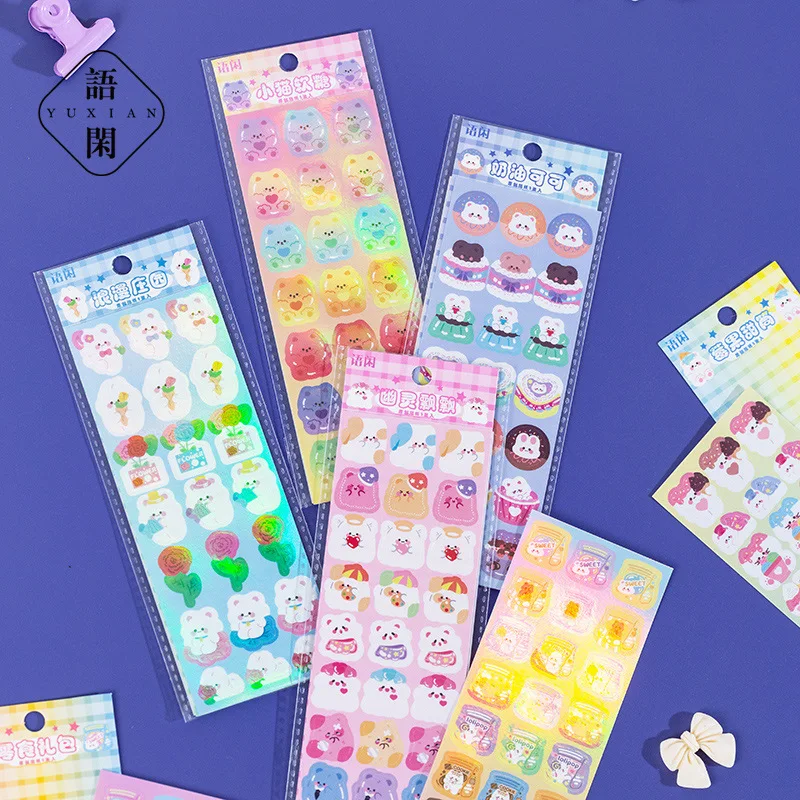 

20sets/lot Kawaii Stationery Stickers Bear and Rabbit Fantasia DIY Junk Journal Paper stickers Planner Decorative stickers