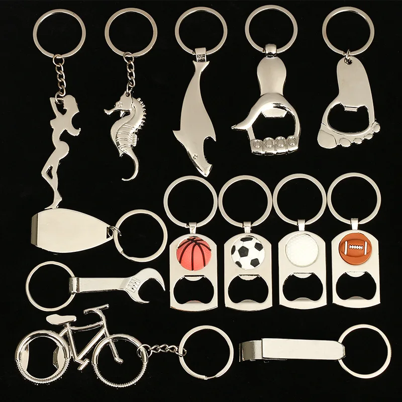 Stainless Steel Multifunction Tool Beer Bottle Opener Keychain Metal Screwdriver Keyring Men's Car Pendant Gift Key Chain
