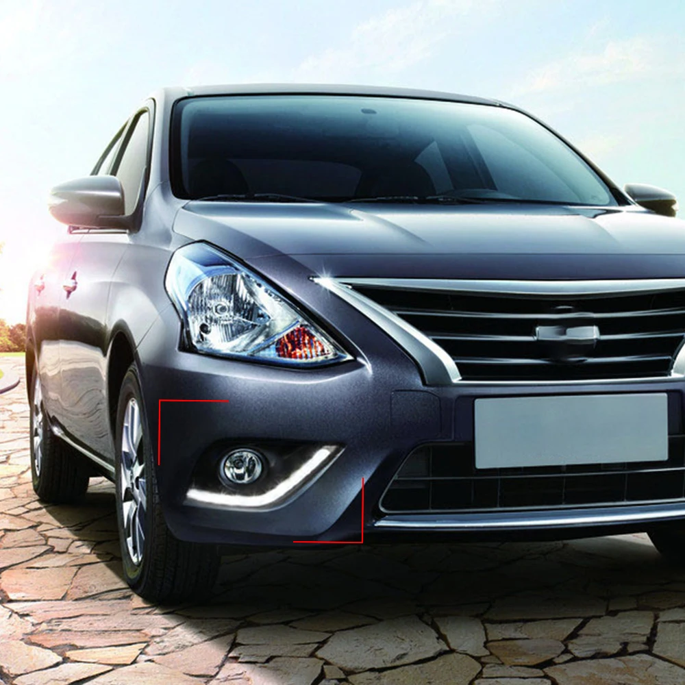 Дневные ходовые огни светодиодного типа для Nissan Almera Latio Sunny Versa 2014 2015 2016 2017 2018 (комплект из 2 штук).