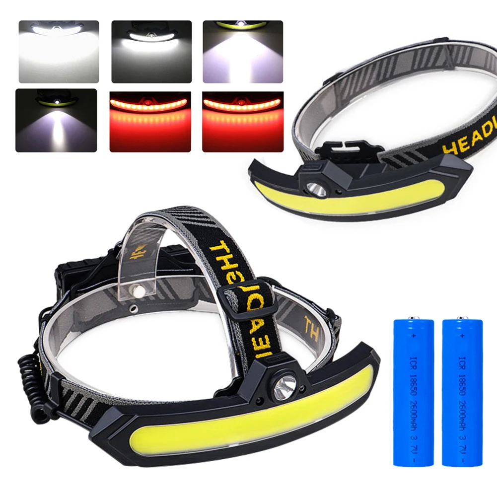 

COB XPE LED Headlamp Powerful Sensor Rechargeable Fishing Headlight Outdoor Running Camping Emergency Head Torch Lamp