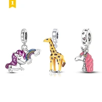 2021 new stylish giraffe charms beads fit original 925 silver pandora bracelet bangle silver color making diy women jewelry gift