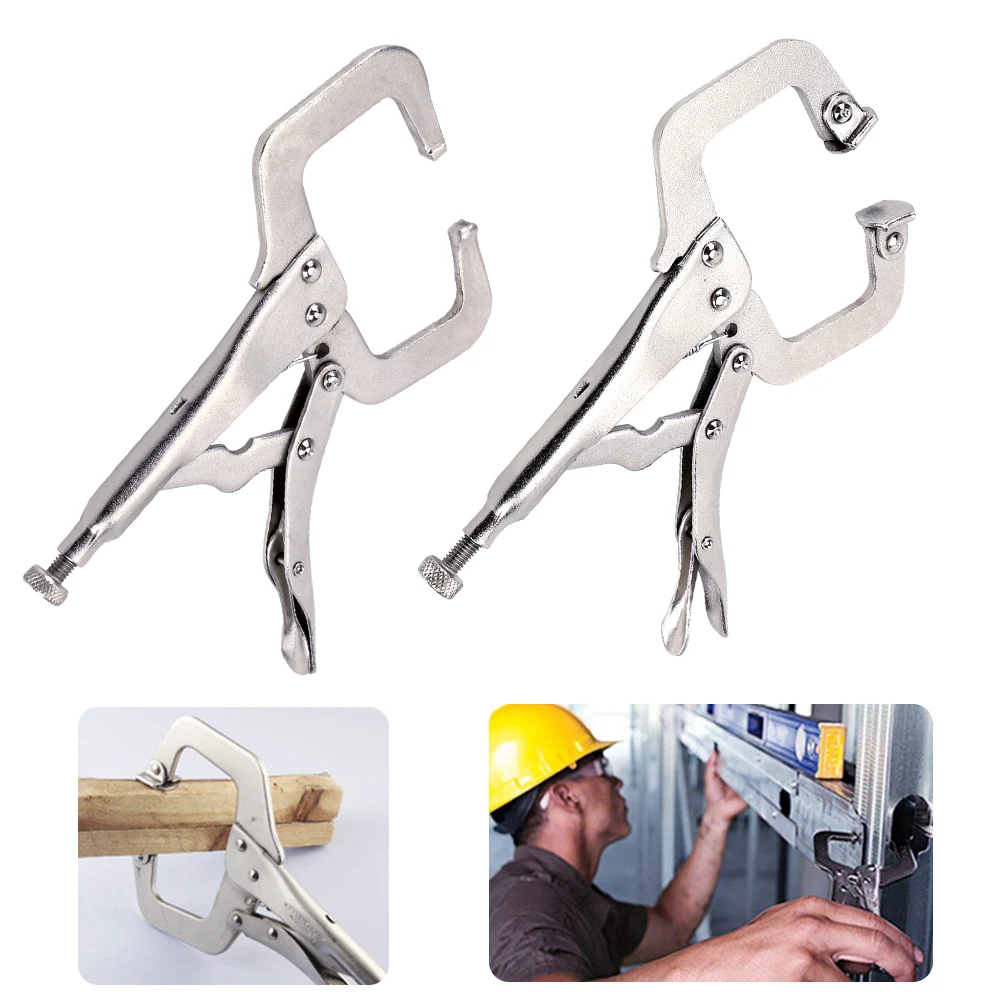 

C Clamp Weld Clip Vise Swivel Fix Plier Clamp Locking Alloy Steel Hand Tool Swivel Fix Plier Pincer Clip Woodwork Pad Wood Work
