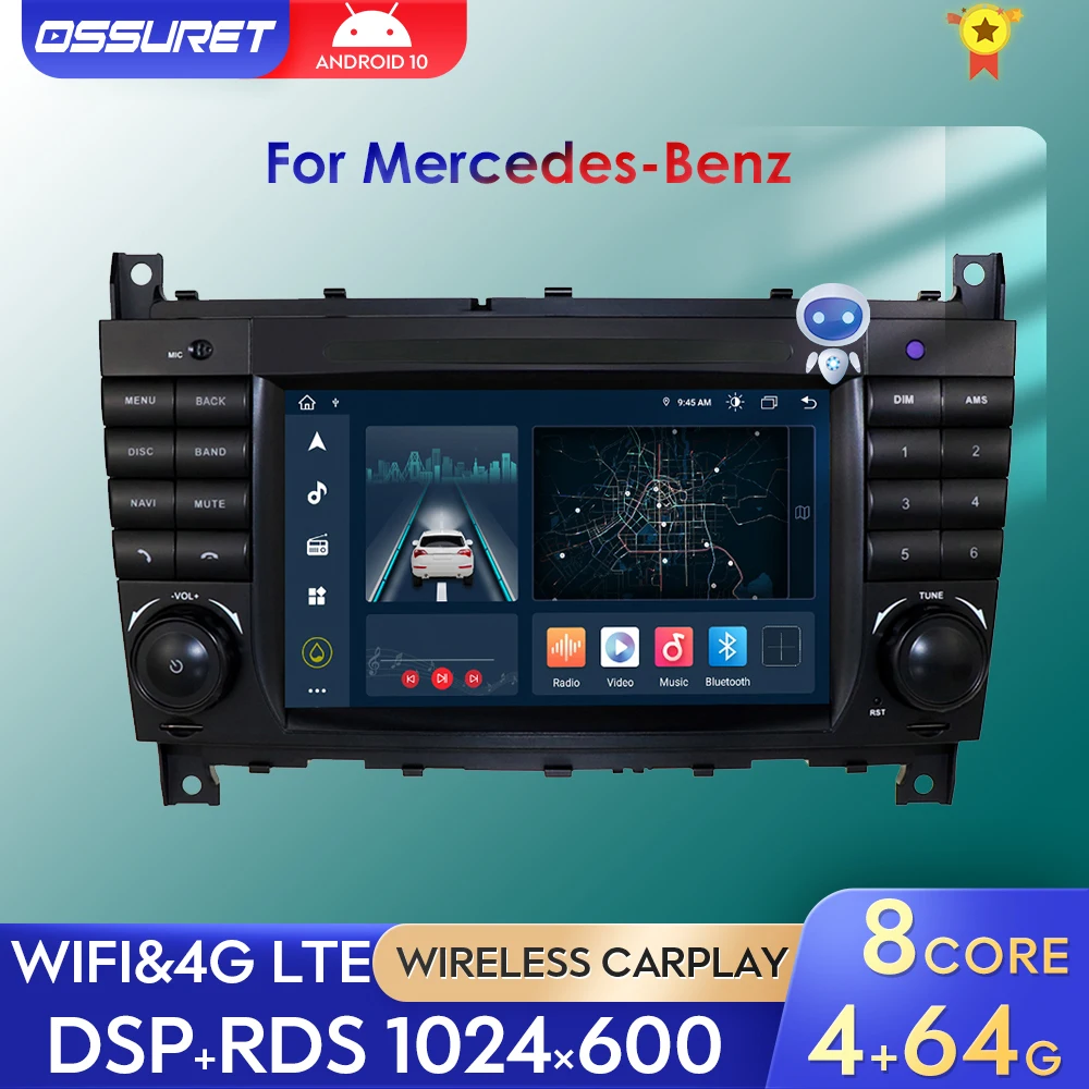 2din Android Car radio For Benz W203 2004-2010 CLK200 CLK280 CLK320 CLK500 CLK55 AMG Multimidia Player 4G RDS Carplay GPS Stereo