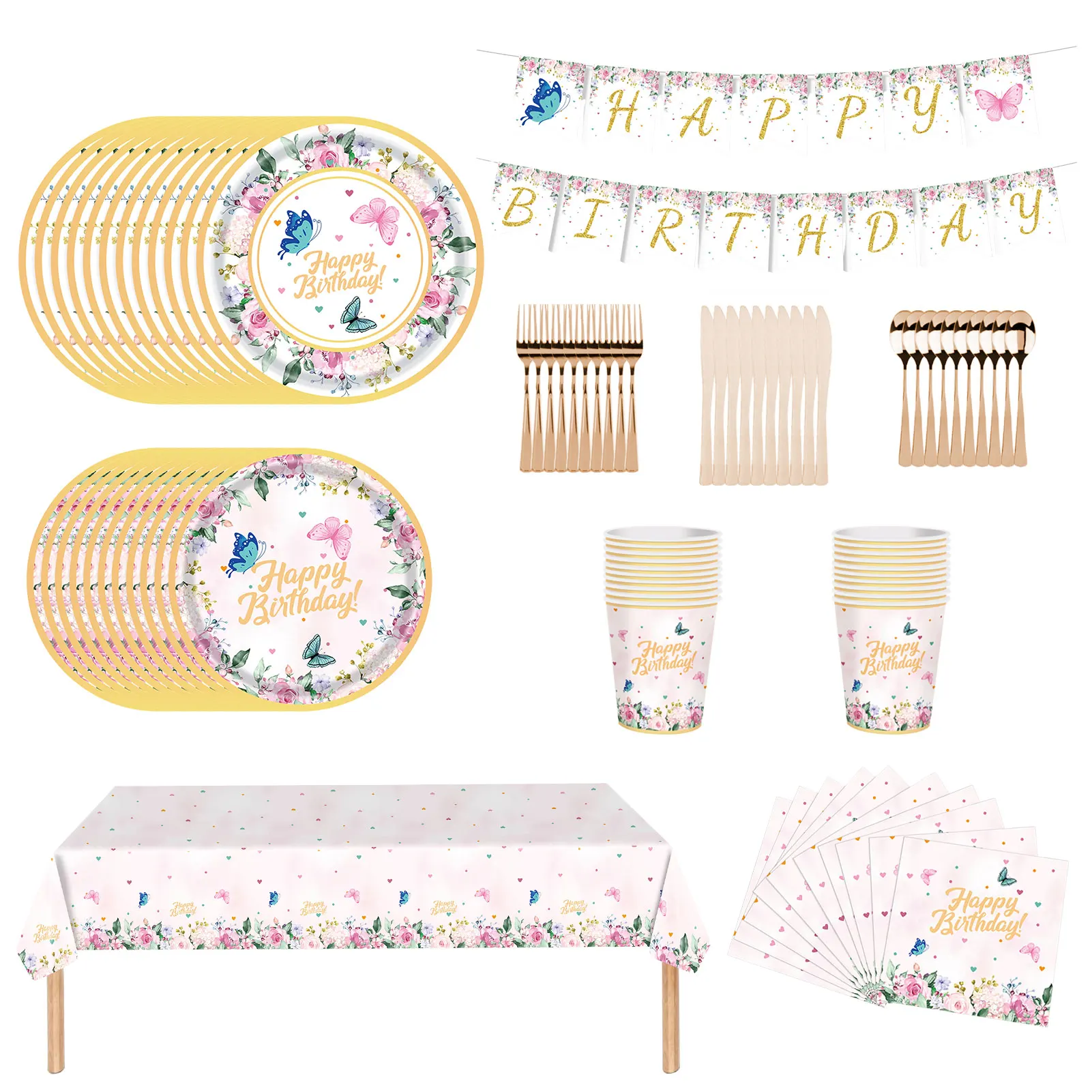 

Набор бумажных тарелок с бабочкой, принадлежности для вечеринок вечерние набор посуды, бумажные тарелки, салфетки, чашки, столовые приборы