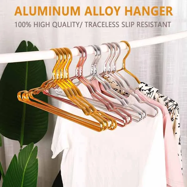 

10pcs Hanger Durable Anti-slip Antideformation Aluminium Alloy Closet Dress Clothing Towel Multifunction Storag