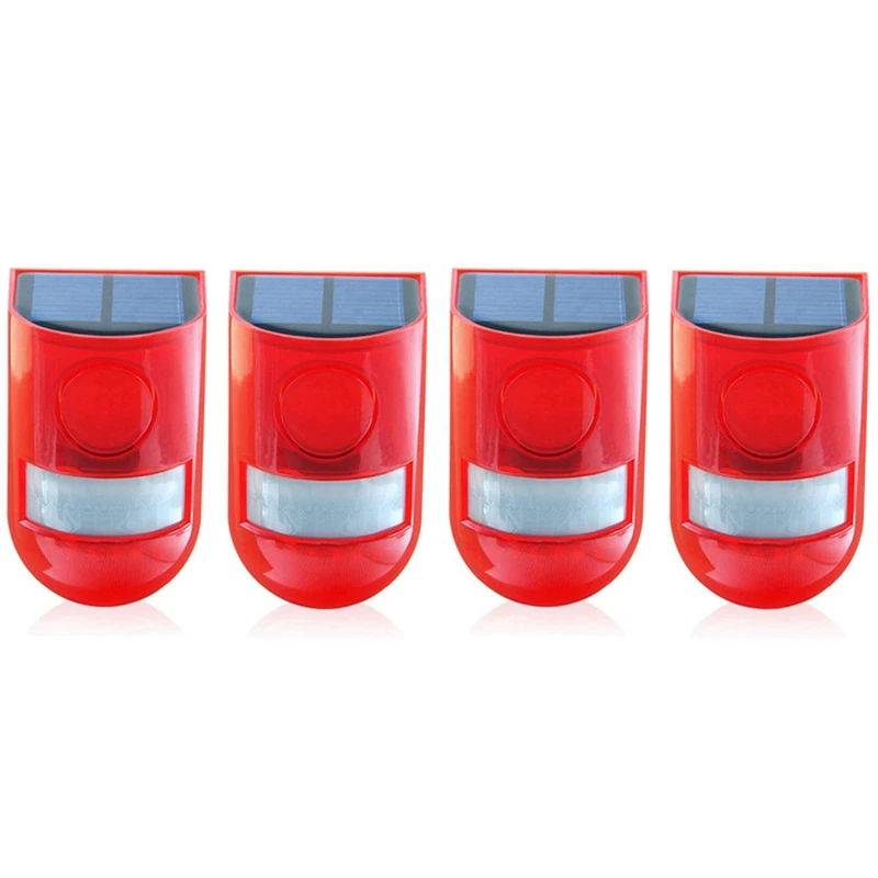 

4 Pcs Solar Light Rechargeable Waterproof LED Sound Alarm Garden With Motion Sensor, Outdoor Flash For Home Use