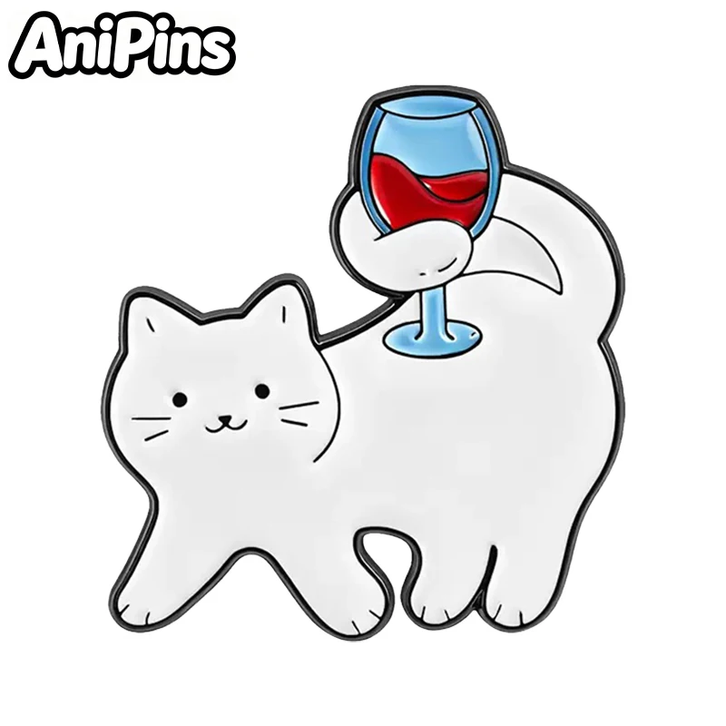 Фото Забавные эмалевые значки AniPins с котиками, 4 дизайна, для одежды, рюкзаков, подарков №3
