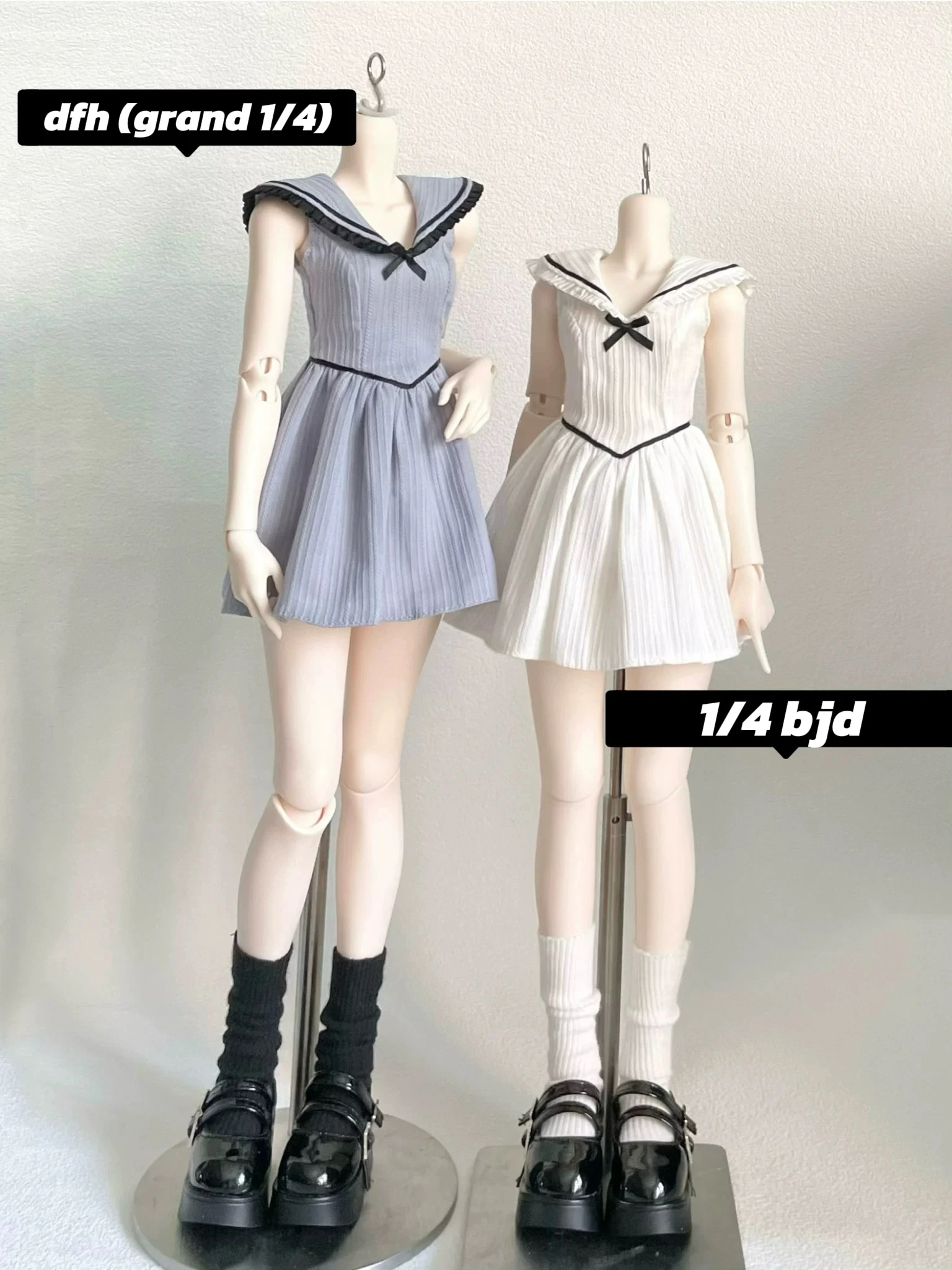 Фото Одежда для кукол BJD (1/4 BJD) Детская одежда Школьный стиль Платье без рукавов в консервативном стиле Белое платье Серо-синее платье №4