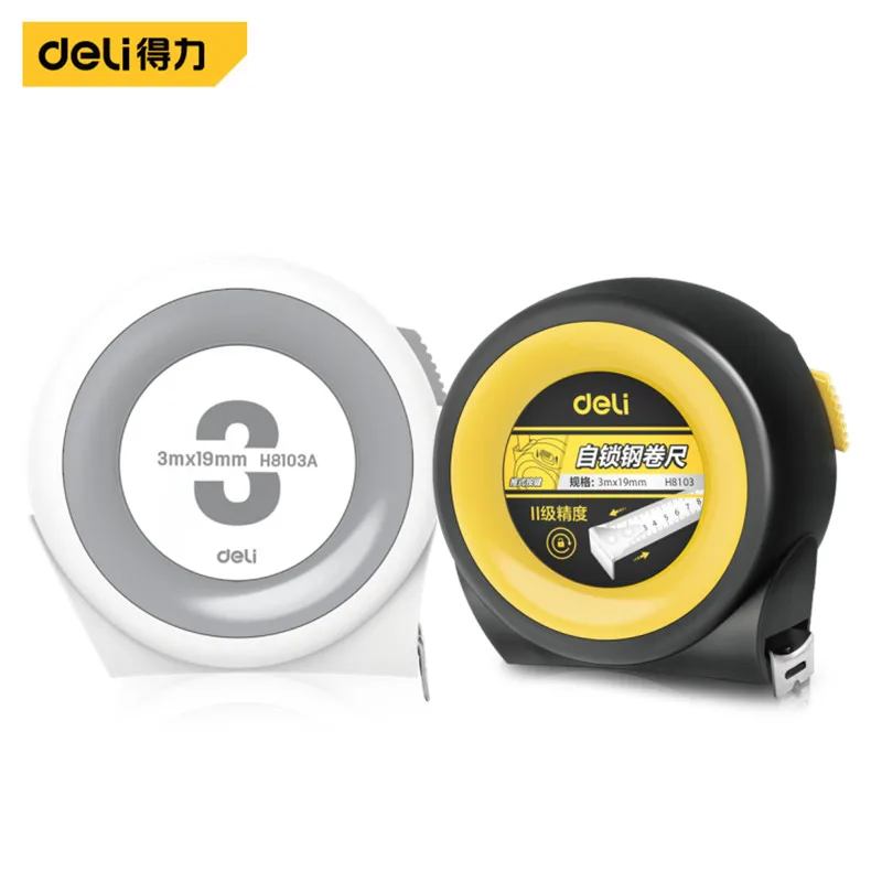 

Deli 3M 5M Retractable Self-locking Steel Tape Measure Clear Scale Anti-fall Portable Household Measuring Tape Woodworking Tools