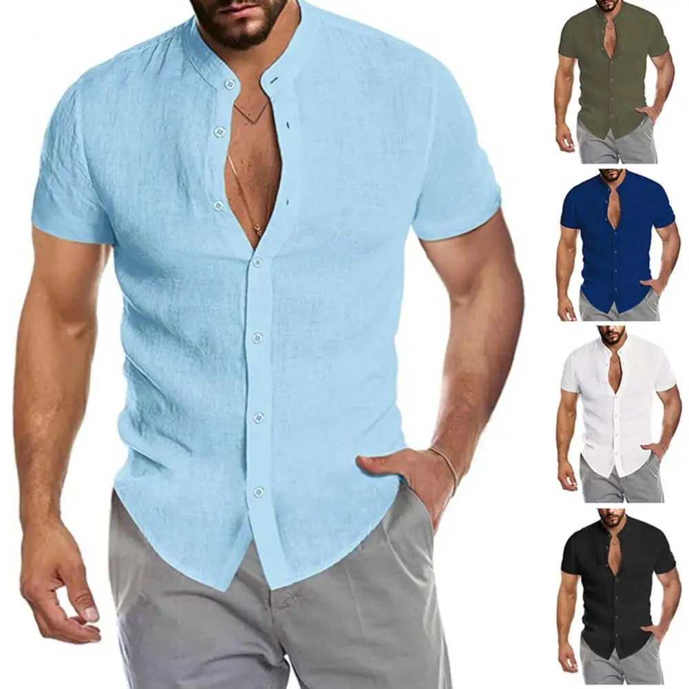 

Short Sleeves Stylish Cardigan Leisure Summer Tops Buttons Summer Shirt Close-fitting Garment