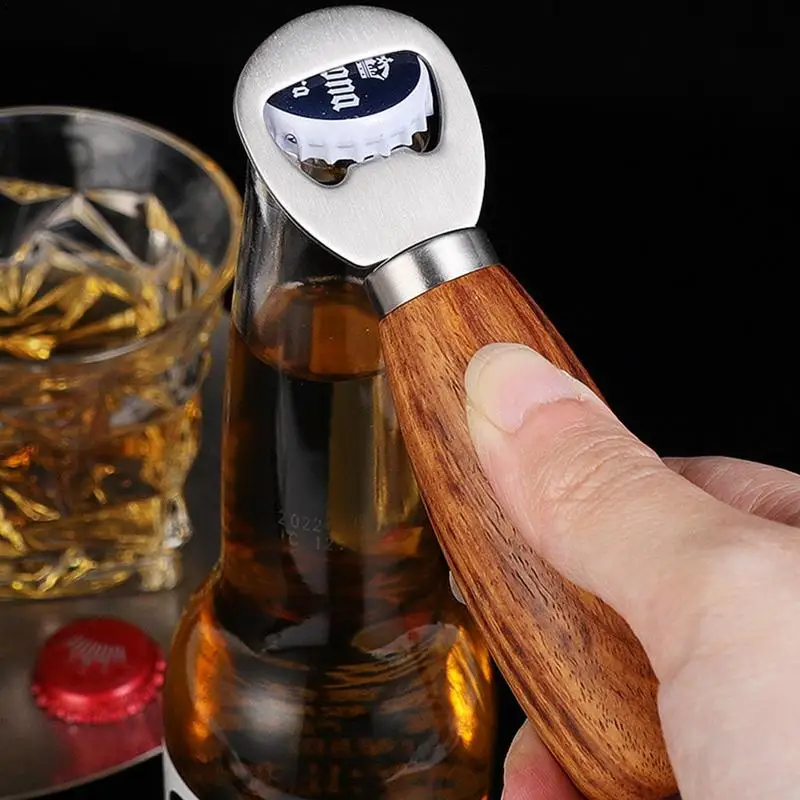

Beer Bottle Opener Creative Stainless Steel Can Opener With Wooden Handle Bottle Picker Wine Opener Wedding Hotel Home Supplies