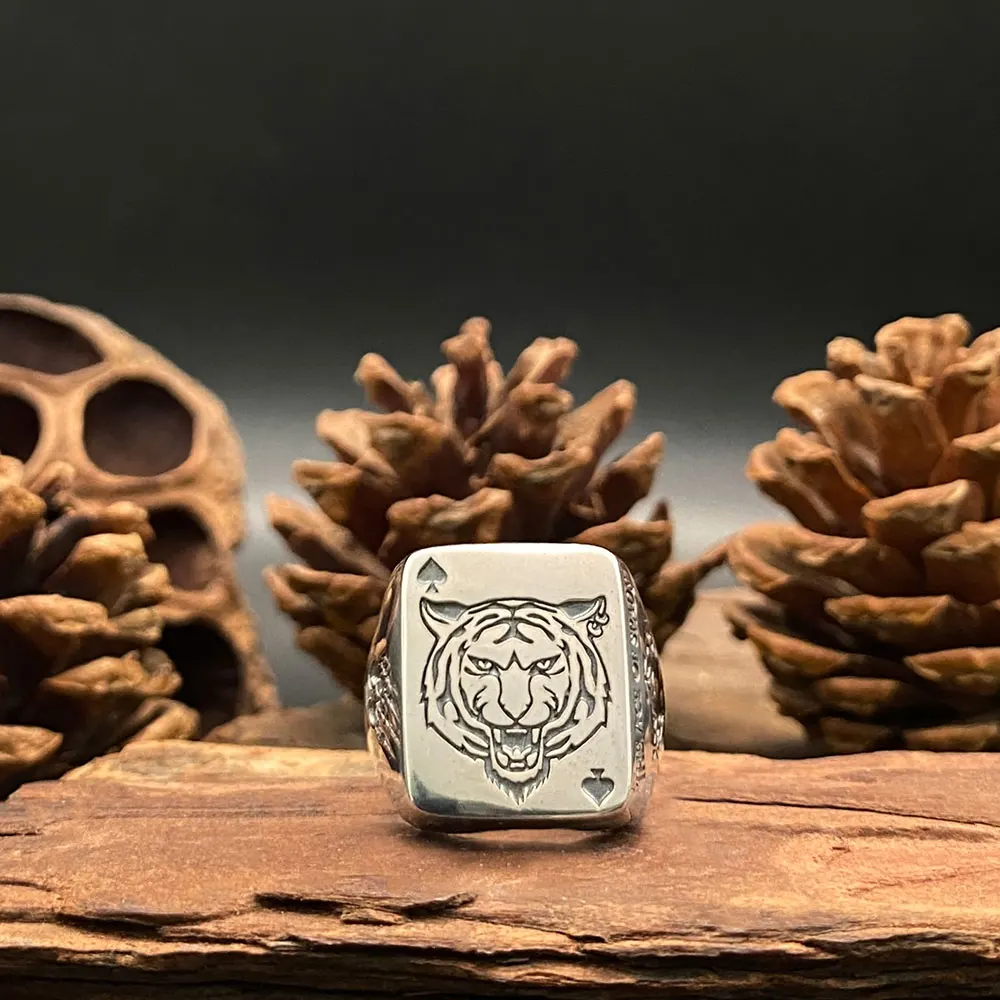 Женское серебряное кольцо в виде пики Тигра для покера модное мужское большого