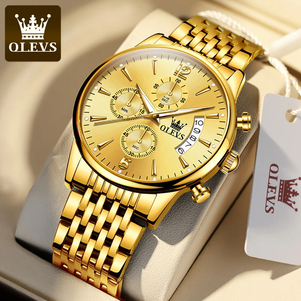 

Men Watch OLEVSTop Brand Luxury Fashion Gold Quartz Mens Watches Waterproof Chronograph Male Clock Date Sports Relogio Masculino