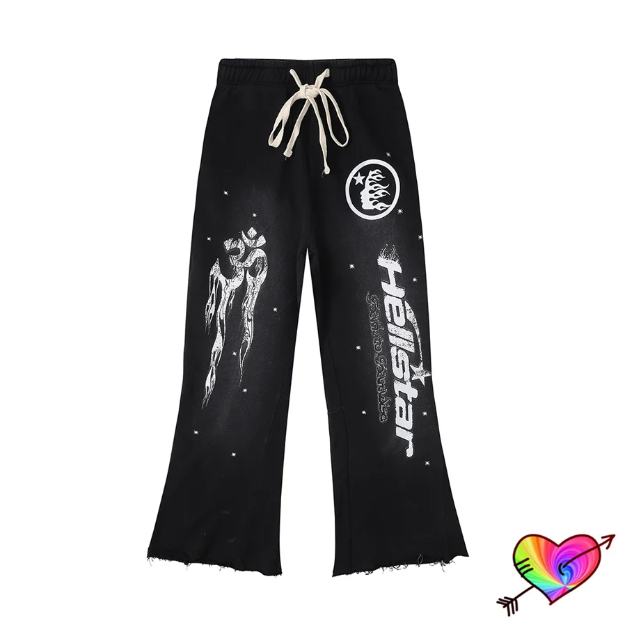 

Hip Hop Black Hellstar 30 Pants Men Women Long Drawstring Hellstar Flare Pants High Street Path To Paradise Trousers