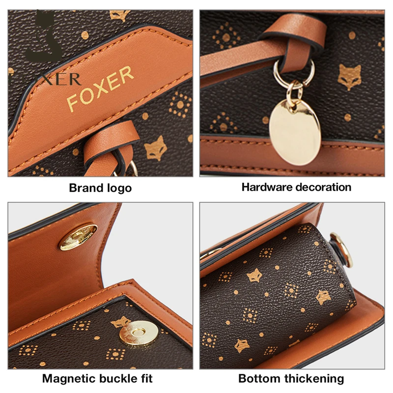 foxer women crossbody shoulder bags pvc leather fashion messenger bags simple office handbag lady brand logo printing mini purse free global shipping