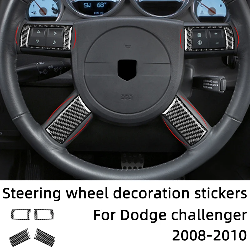

Steering Wheel Handles Decoration Patch Frame Carbon Fiber Car Stickers For Dodge Challenger 2008-2010 Interior Accessories