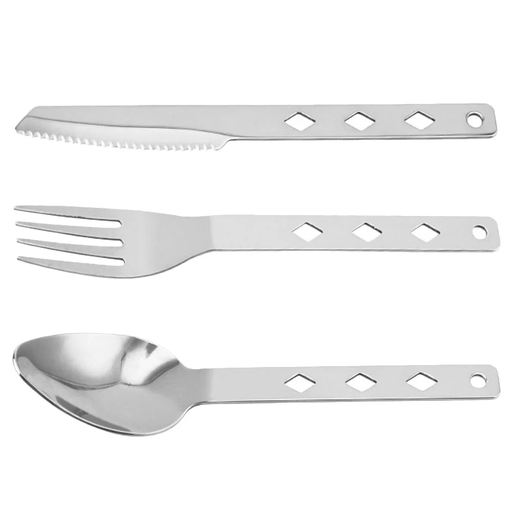 

Set Cutlery Camping Tableware Flatware Travel Utensil Folding Picnic Silverware Portable Steel Spoon Compact Kitchen Dinner