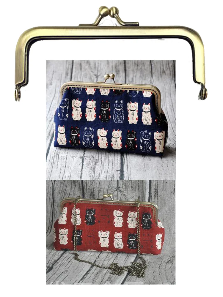 8.5cm 18.5cm Square Metal Purse Frame Handle for Clutch Bag Handbag Accessories Making Kiss Clasp Lock Bronze