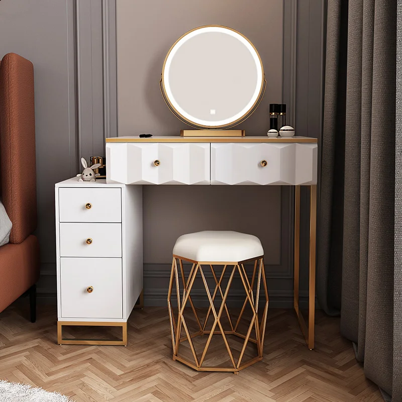 

Modern Corner Dressing Table Mirror Storage Makeup Wooden Dresser Chest Drawers Vanity Table Bedroom Console Meuble Furniture