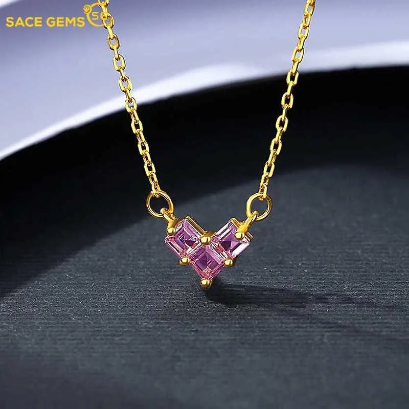 

SACE GEMS Colorful Gems Pendant Necklace Women 925Sterling Silver Clavicle Chain Wedding Party Luxury Fashion Fine Jewelry