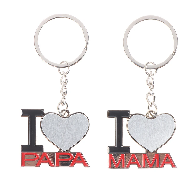 

Family Jewelry I Love Dad Mom Papa Mama Heart Love Mother's Day Pendant Keychain Key Ring Accessoris