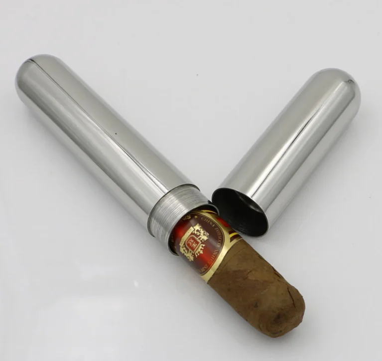 Дорожная коробка для сигар из нержавеющей стали портсигар одинарная трубка