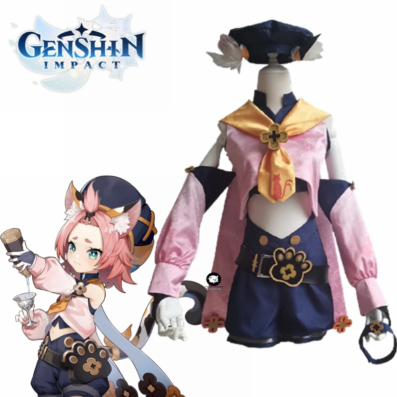 

Game Genshin Impact Diona Cosplay Costume Diona Cosplay Costume Women Sexy Suit Halloween Top Shorts Sleeve Full Set