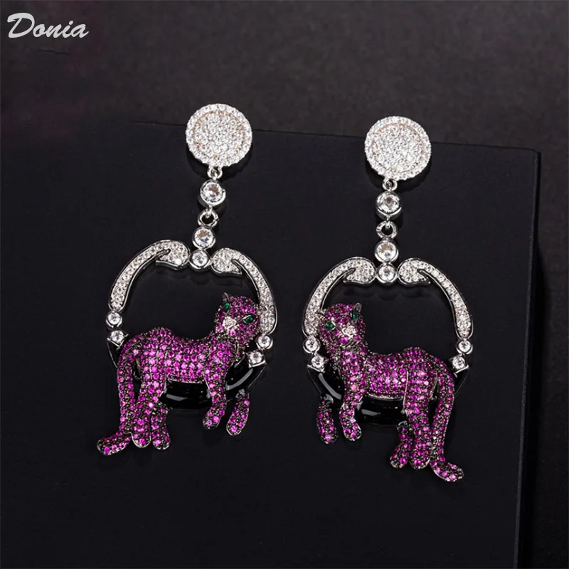

Donia Jewelry European and American leopard earrings for dinner accessories earrings for ladies fashion AAA color Zircon Earring