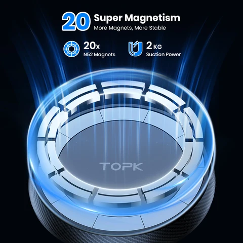 Автомобильный Держатель Для Телефона TOPK С Сильным Магнитным Металлическим Крючком, Управление Одной Рукой