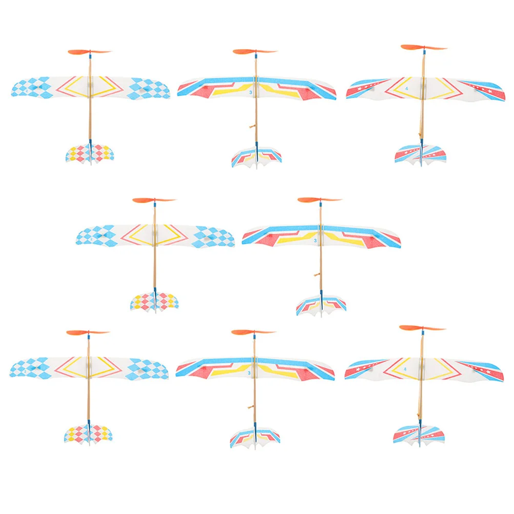 

8 Pcs Rubber Band Plane Kids Toys Powered Airplane Simple Model Flight Paper Child