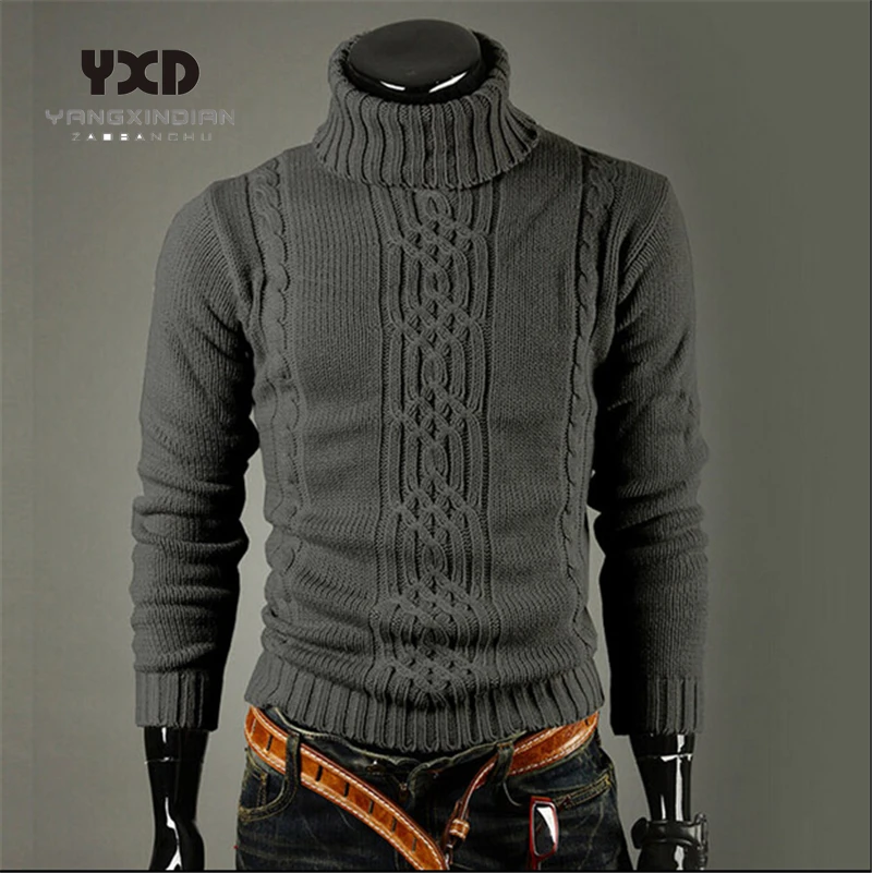 Mens Clothes Solid Man Sweater Pullover Men Slim Fit Mans Sweaters Jumper Men Knitted Sweater Pullover Thick Warm Clothing K Pop
