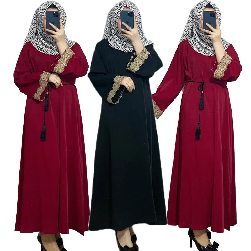 

Vintage Muslim Dress Women Slim Fit Long Sleeve Maxi Hijab Dresses Islamic Clothing Big Swing A-line Abaya Dress Dubai Ramadan