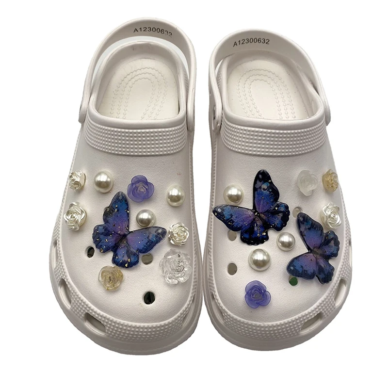 Butterfly Shoe Charm 2022 New Arrival Fashion 3D Diy Jibbz Croc Shoes Charms Stranger Things Bling Decoration Accessories