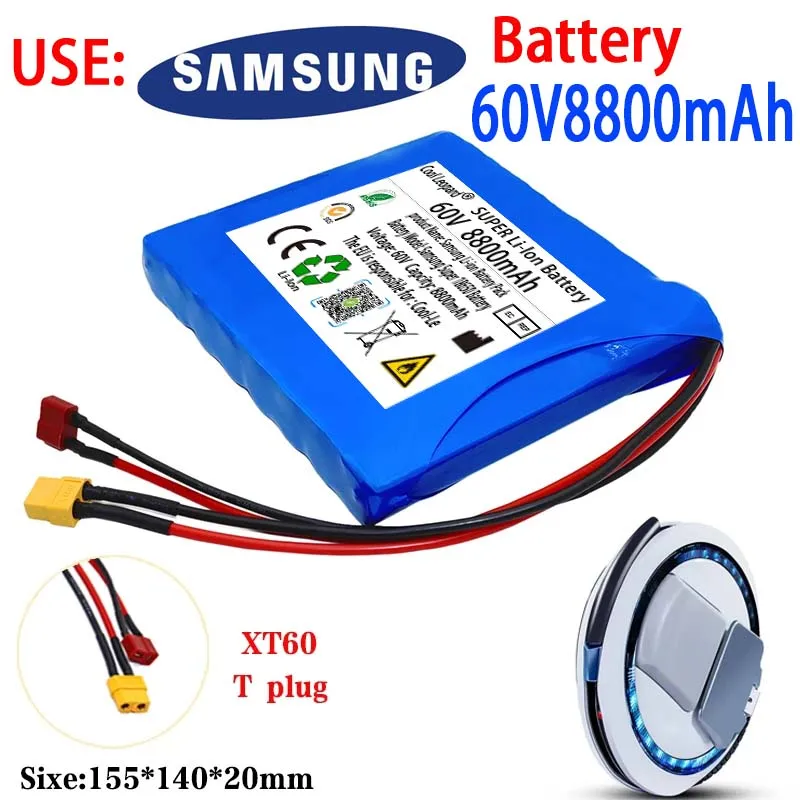 

60V 8800mAh 16S1P 18650 Lithium Ion Battery With BMS For Self Balancing Scooter Electric Unicycle 3800mah Rechargeable Battery