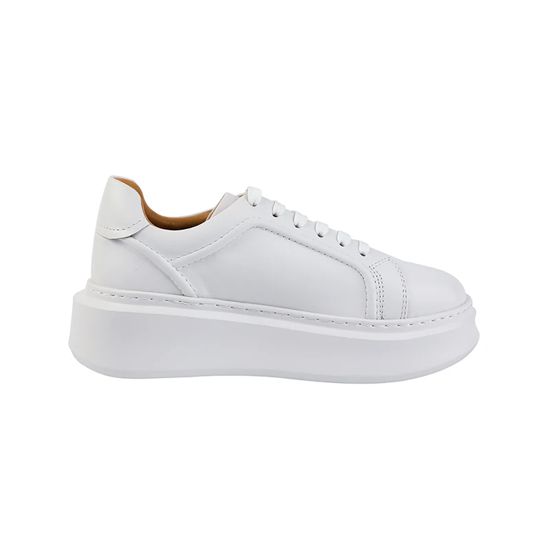 Comfortable Genuine Leather Casual Thick Light Sole Classic Black & White Shoes Women Fashion Stylish 39047