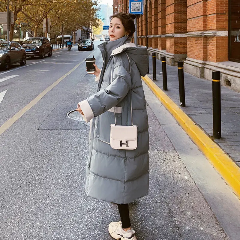 2023 New Korean Version of The Loose and Explosive Padded Jacket Women's Winter Long Section Over The Knee Down Padded Jacket