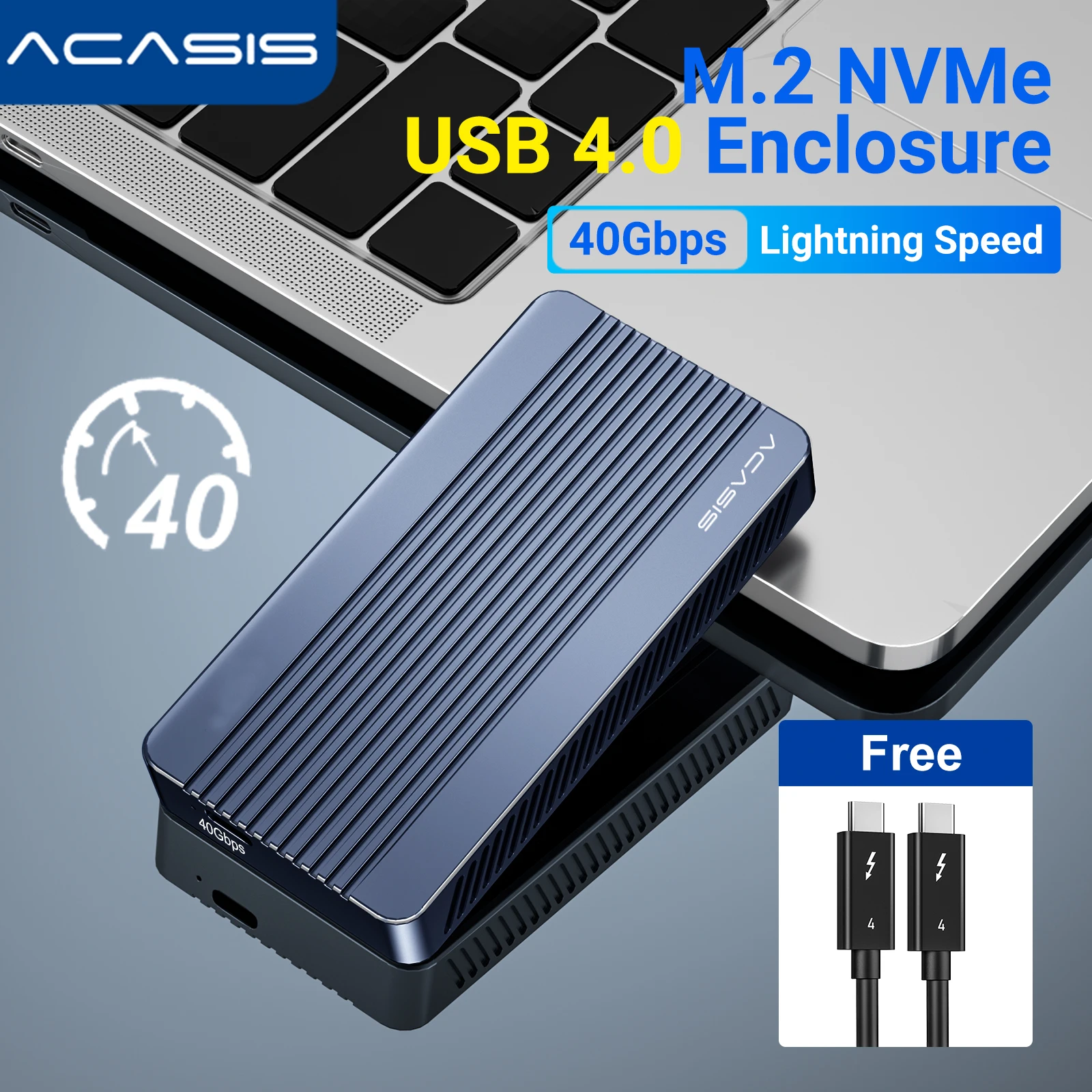 ACASIS 썬더볼트 USB 4 SSD 케이스, NVME M.2 SSD 인클로저 케이스, 맥북 프로용 SSD, USB 4.0, 3.2, 3.1, 3.0, 2.0 호환, 40Gbps