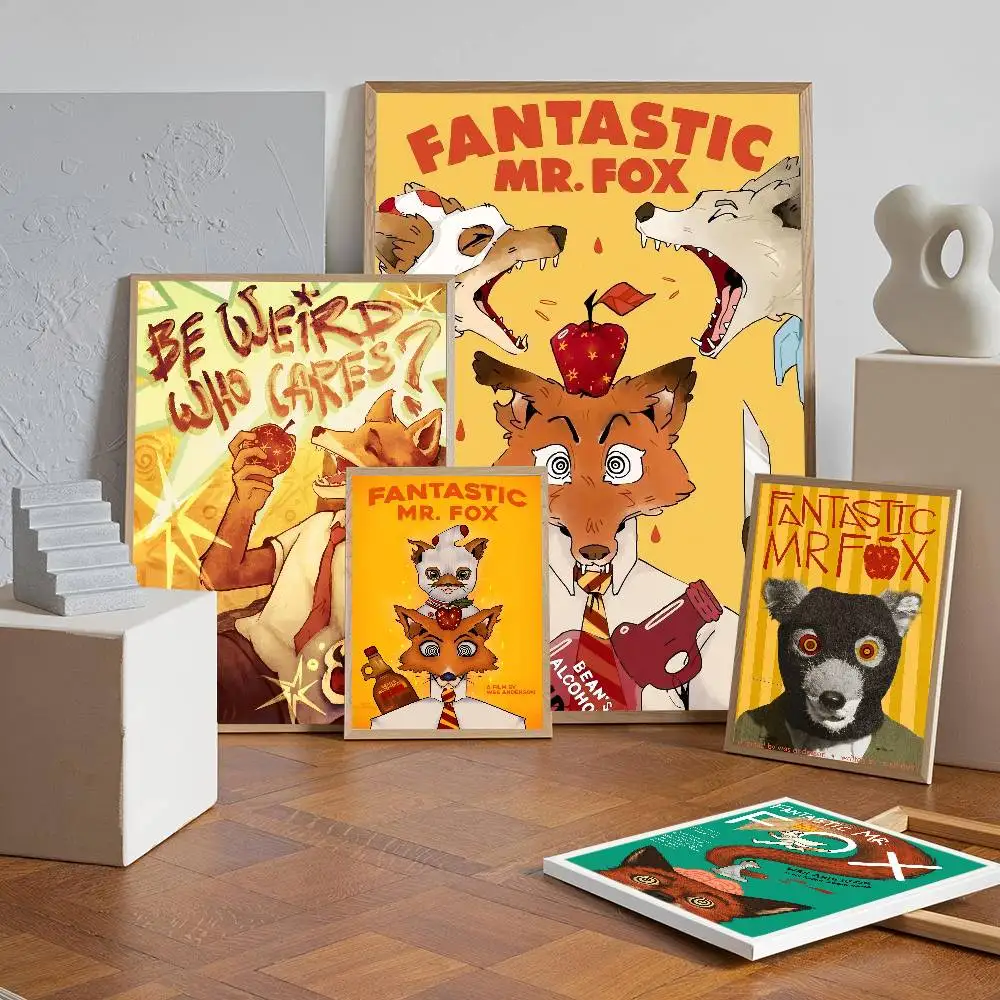 Фото Классические винтажные постеры с персонажами из мультфильмов F-Fantastic M-Mr. F-Fox, декор для комнаты, домашнего бара, кафе, скандинавский домашний декор №4