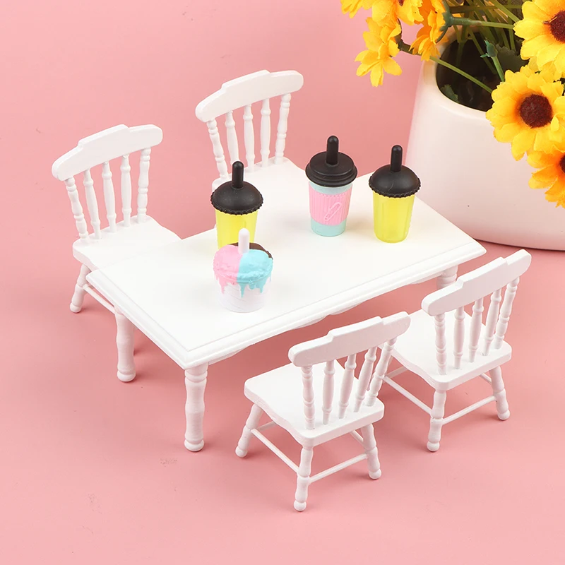 1:12 Dollhouse Mini Wooden Dining Table Chair Kitchen Furniture Model Decor Toy