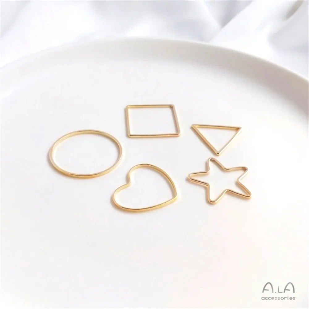 14-каратное позолоченное кольцо Love с пятью звездами круг квадратное треугольное