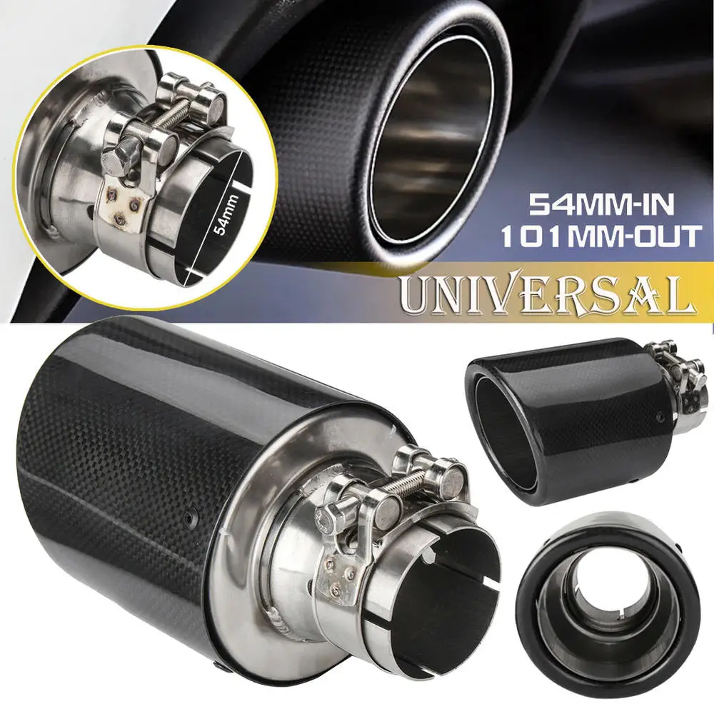 

2" 54mm - 101mm Glossy Carbon Fiber Car Exhaust Tip Tail Pipe Muffler Tip Tail End Muffler Pipe
