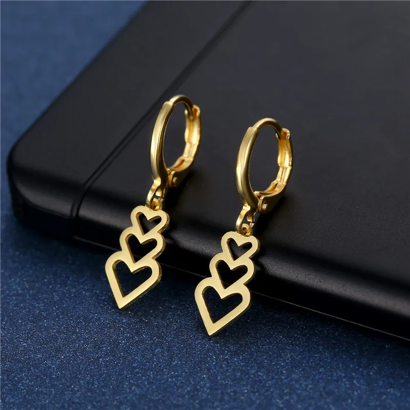 

Stainless Steel Earrings Cute Heart Minimalist Tassel Pendant Fashion Chain Earrings For Women Jewelry Friends Gifts