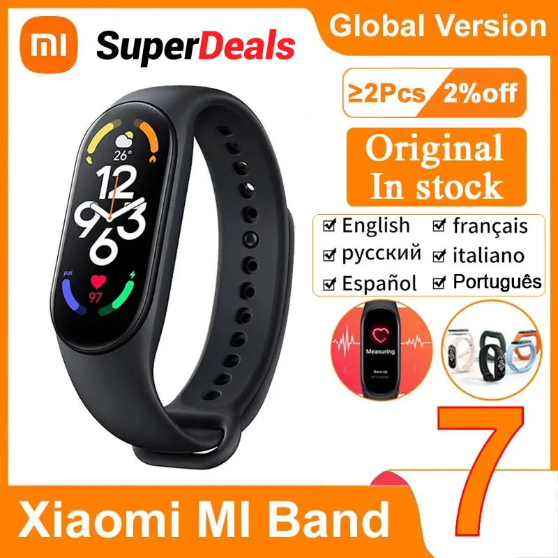 

Xiaomi Band 7 Global Version IOS System Supports Remote Camera AMOLED Screen Original product 50 Meters Waterproof Source Agent